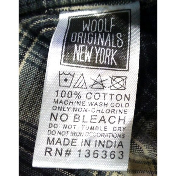 Won Woolf Originals Mens Plaid Flannel Shirt XXL Black & White 100% Cotton Long - Picture 5 of 11